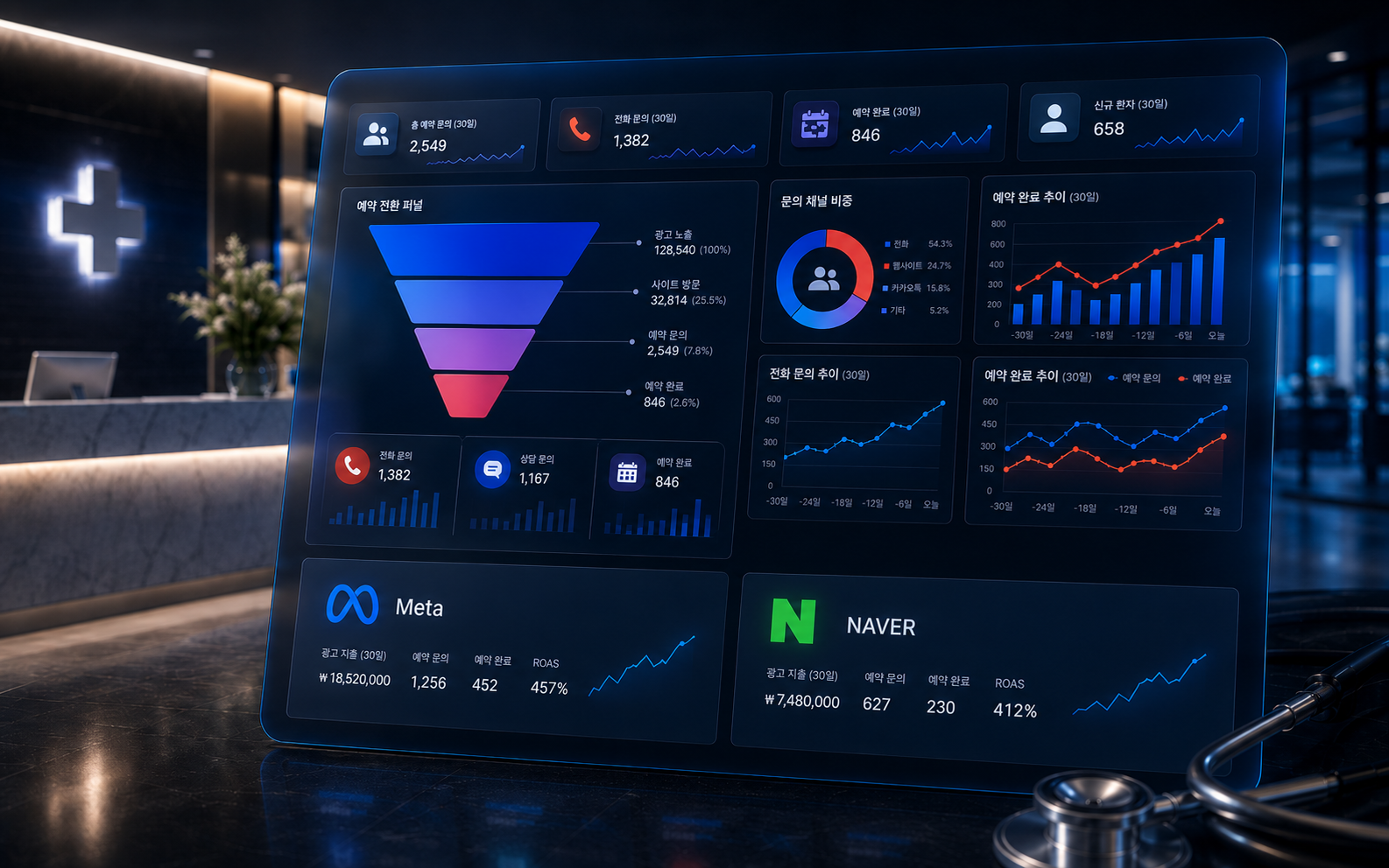 네이버·메타 광고 및 에그링크 문의 전환 추적 화면